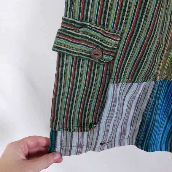 Jayli Hippie Short Mens L Festival Patchwork Striped Cargo Handmade Nepal - Picture 4 of 10